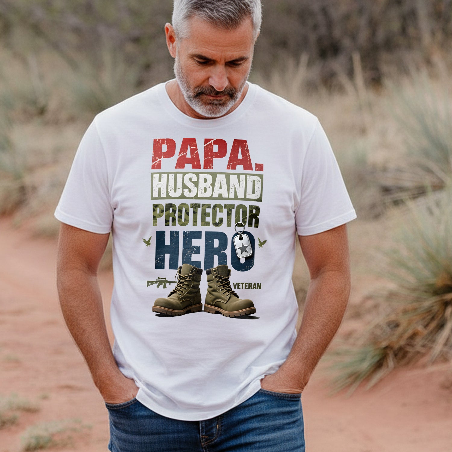 Papa Husband Protector Veteran Hero One T-Shirt