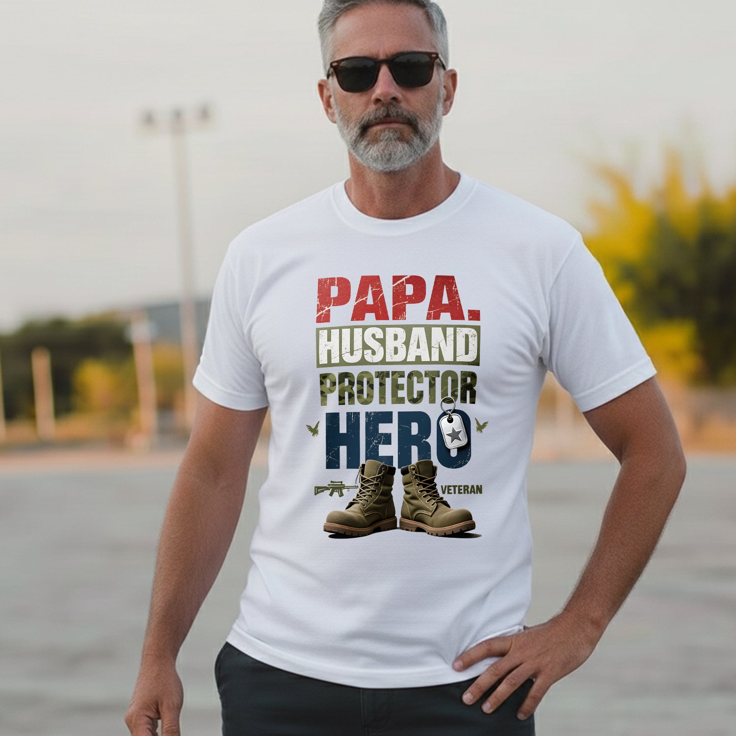 Papa Husband Protector Veteran Hero One T-Shirt