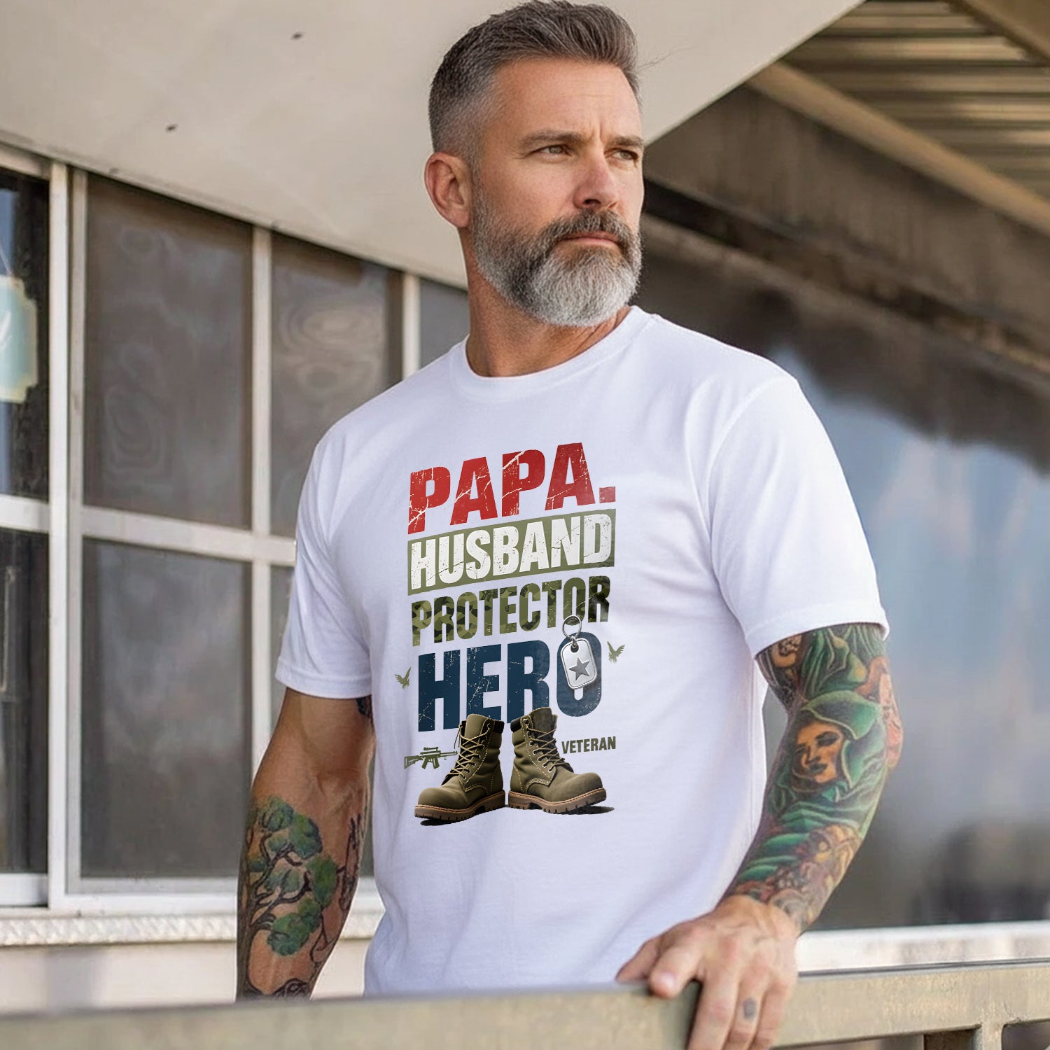 Papa Husband Protector Veteran Hero One T-Shirt