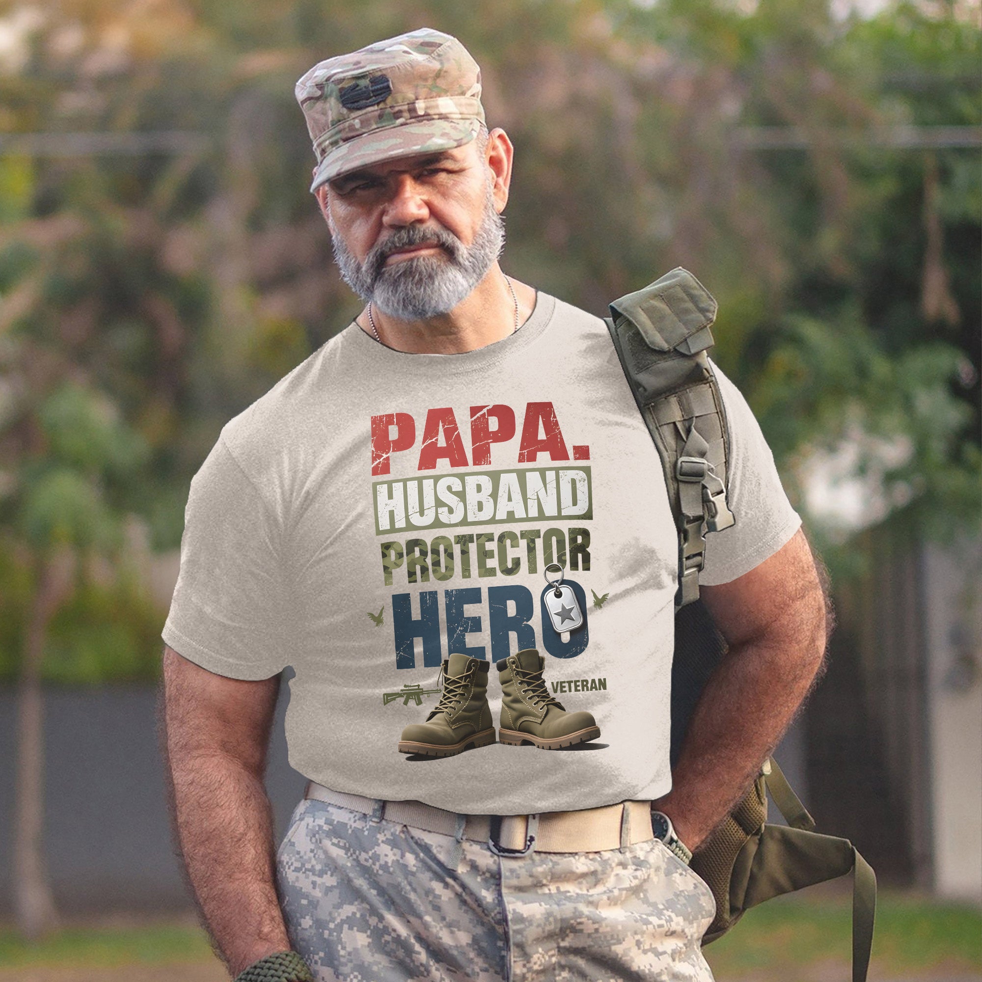 Papa Husband Protector Veteran Hero One T-Shirt