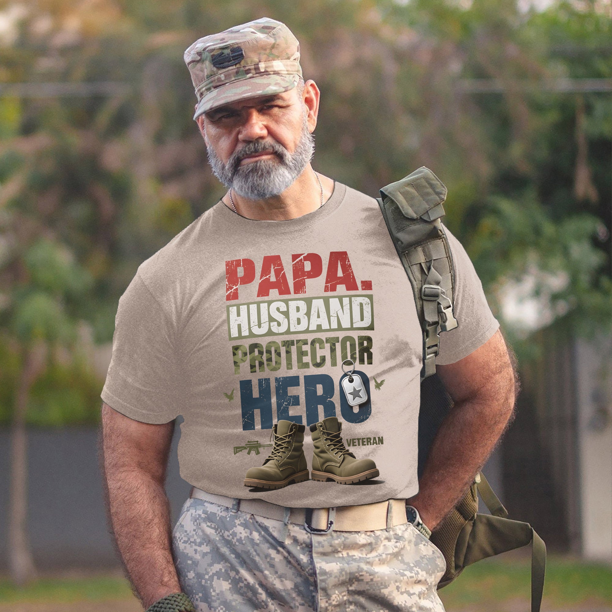 Papa Husband Protector Veteran Hero One T-Shirt