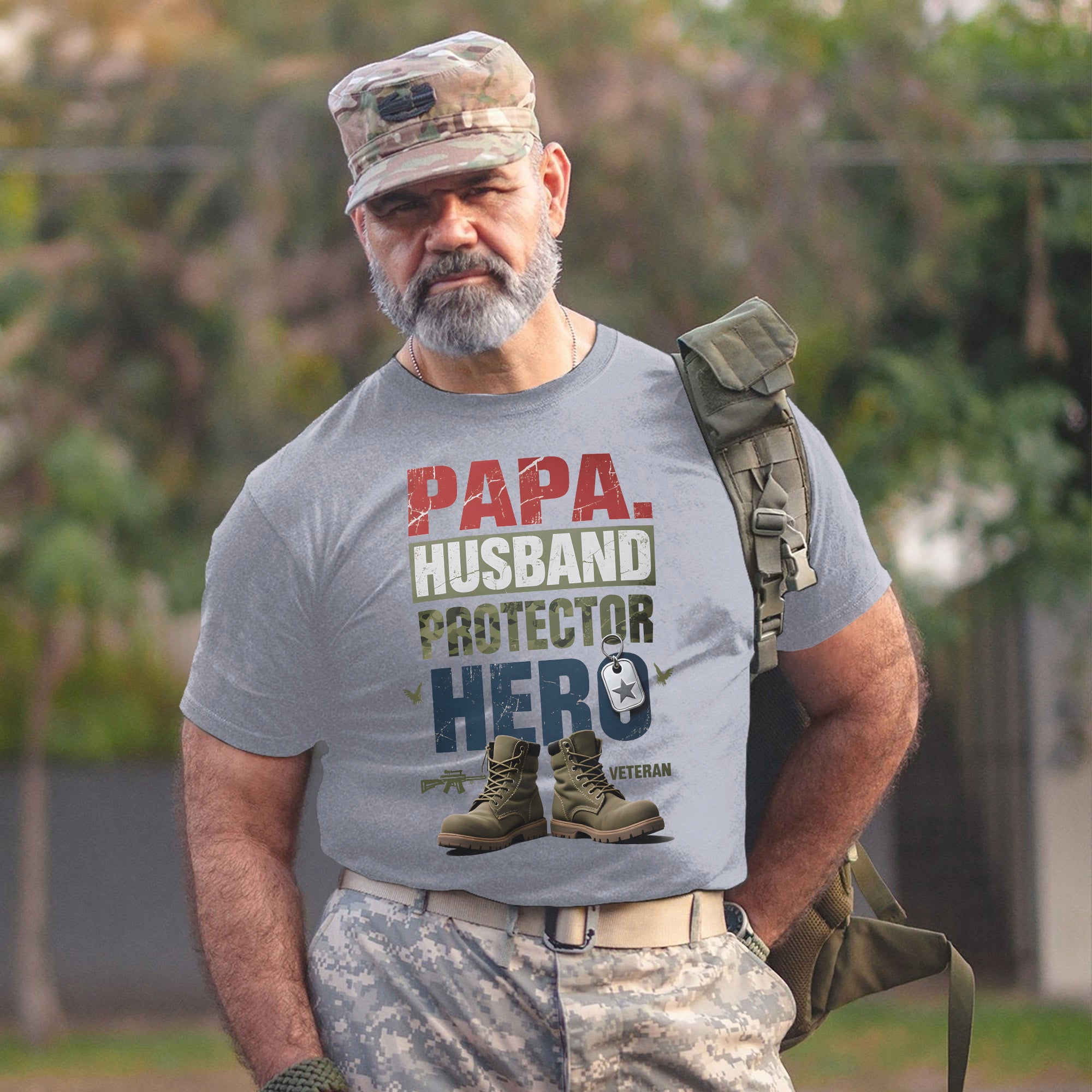 Papa Husband Protector Veteran Hero One T-Shirt