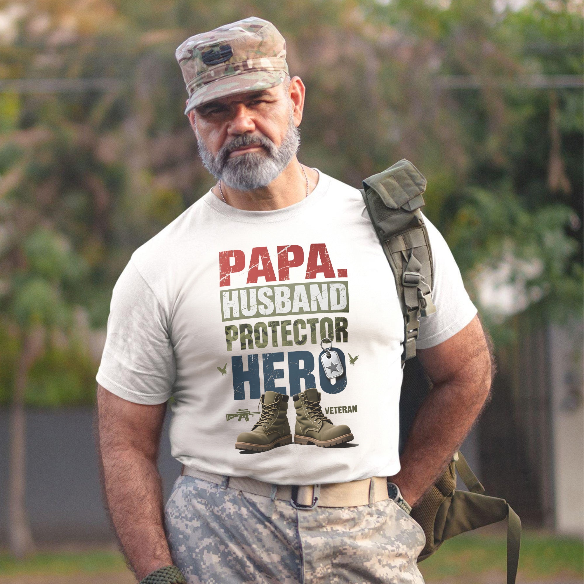 Papa Husband Protector Veteran Hero One T-Shirt