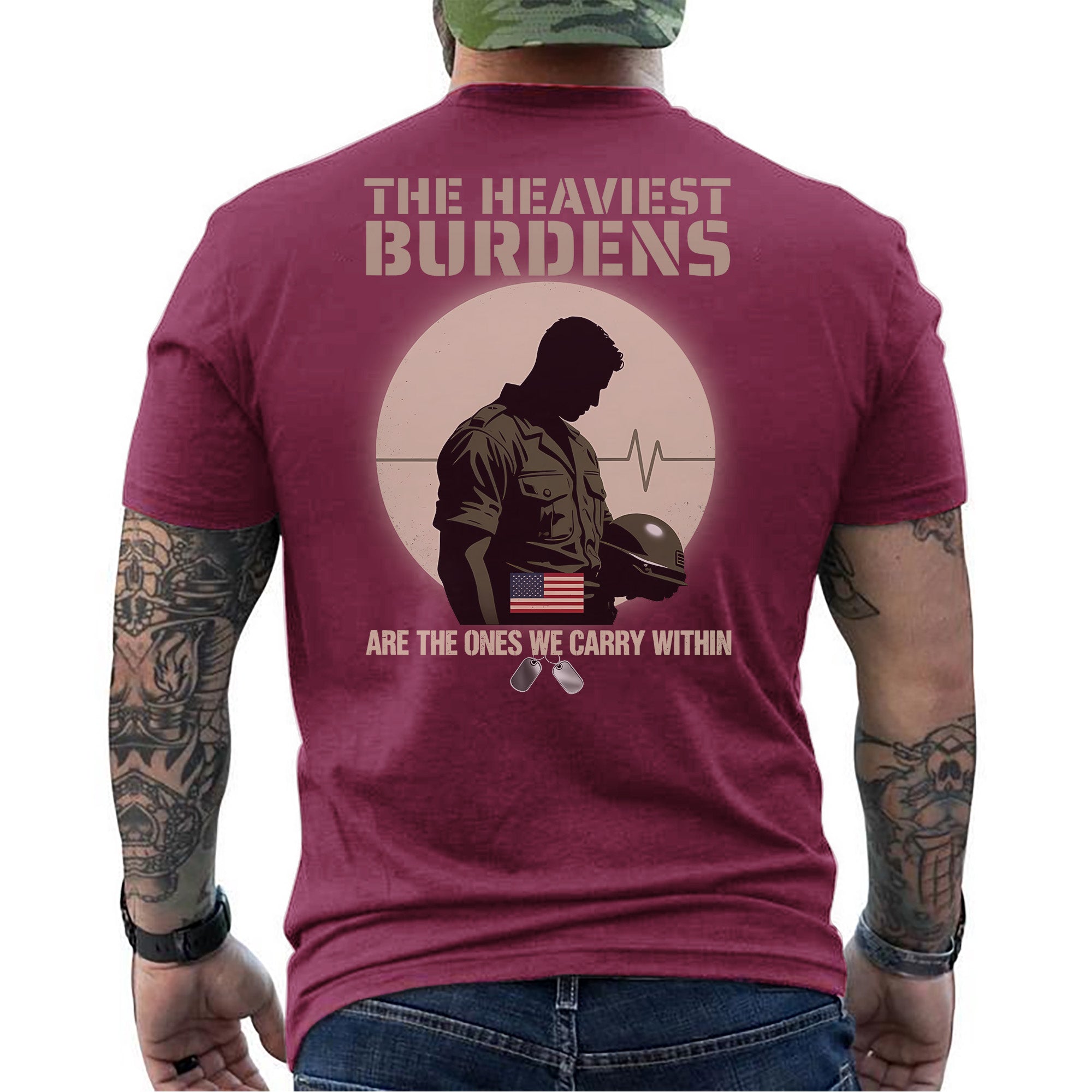 The Heaviest Burdens Are the Ones We Carry Within Silent Battles Fought by Brave Veterans T-Shirt