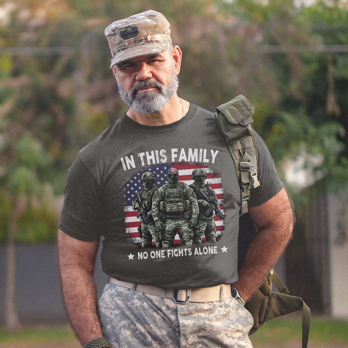 In This Family No One Fights Alone United by Love Strength and the Spirit of a Veteran’s Bond T-Shirt