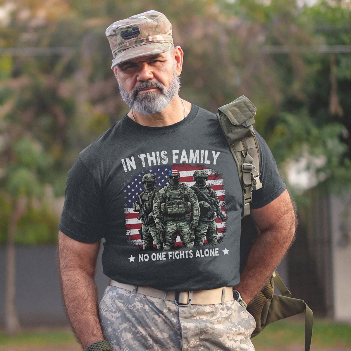 In This Family No One Fights Alone United by Love Strength and the Spirit of a Veteran’s Bond T-Shirt