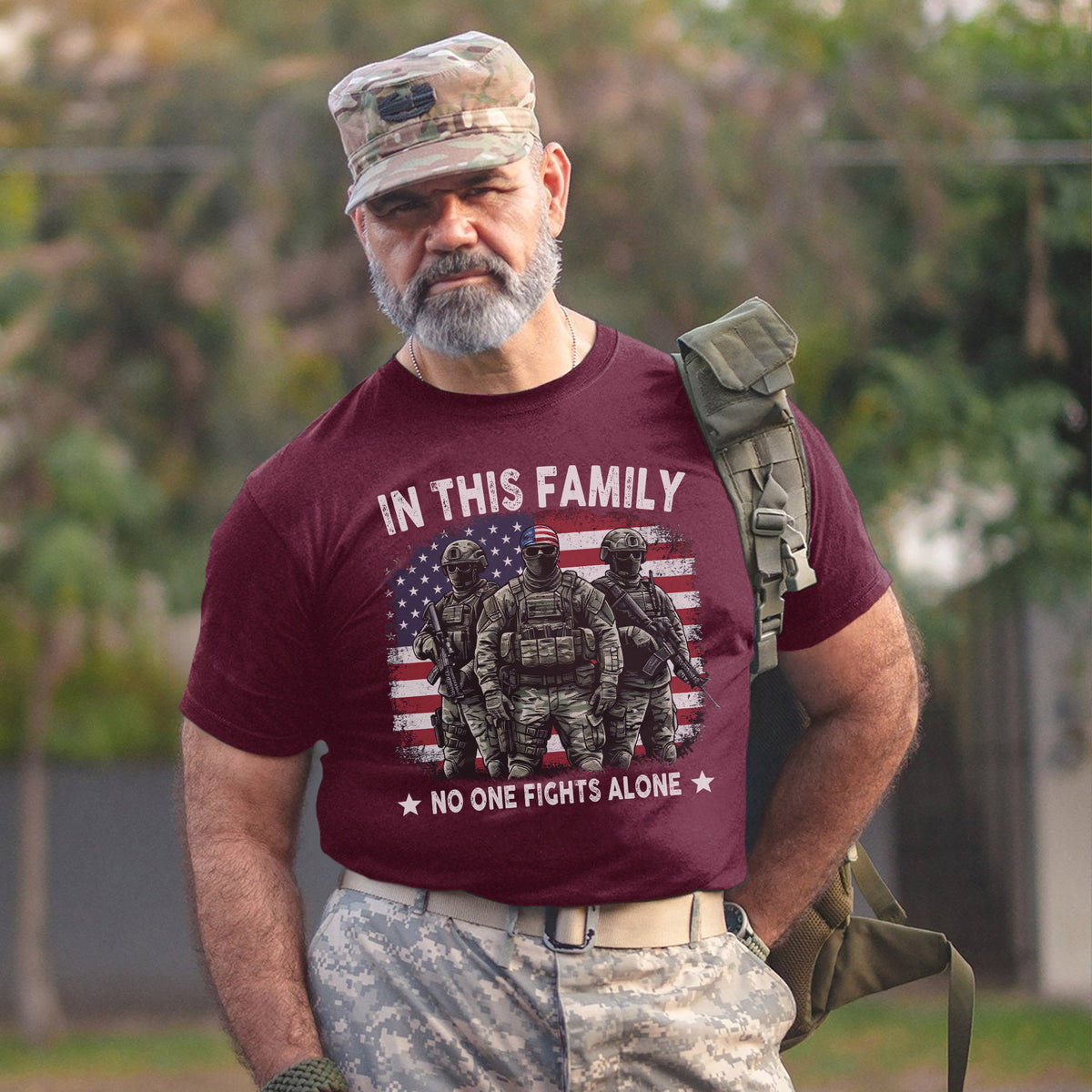 In This Family No One Fights Alone United by Love Strength and the Spirit of a Veteran’s Bond T-Shirt
