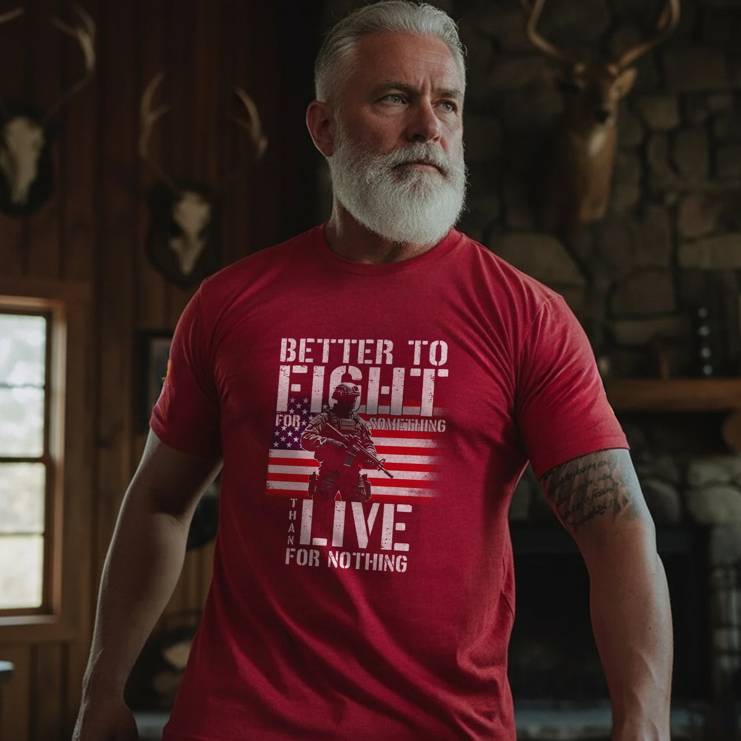 Better to Fight for Something Than Live for Nothing Proud Veteran Spirit of Purpose and Sacrifice T-Shirt Secondary image