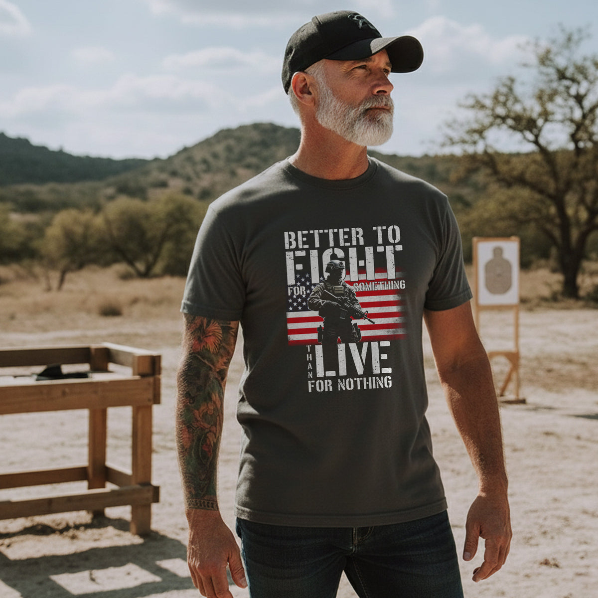 Better to Fight for Something Than Live for Nothing Proud Veteran Spirit of Purpose and Sacrifice T-Shirt