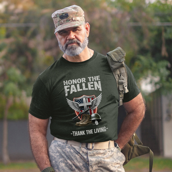 Honor the Fallen Thank the Living Remember Their Sacrifice Respect Those Who Still Stand Proud T-Shirt