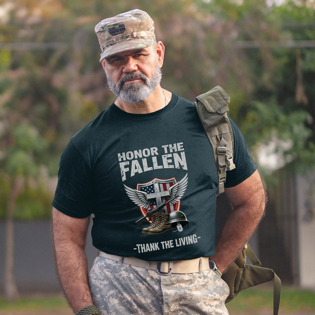 Honor the Fallen Thank the Living Remember Their Sacrifice Respect Those Who Still Stand Proud T-Shirt