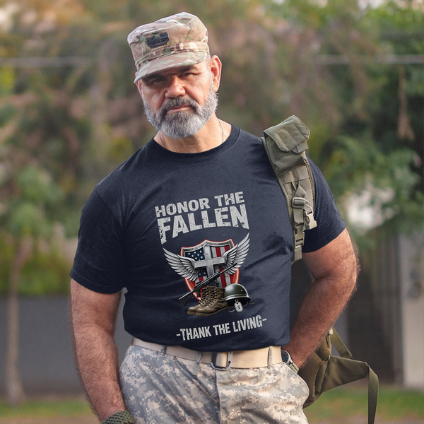 Honor the Fallen Thank the Living Remember Their Sacrifice Respect Those Who Still Stand Proud T-Shirt