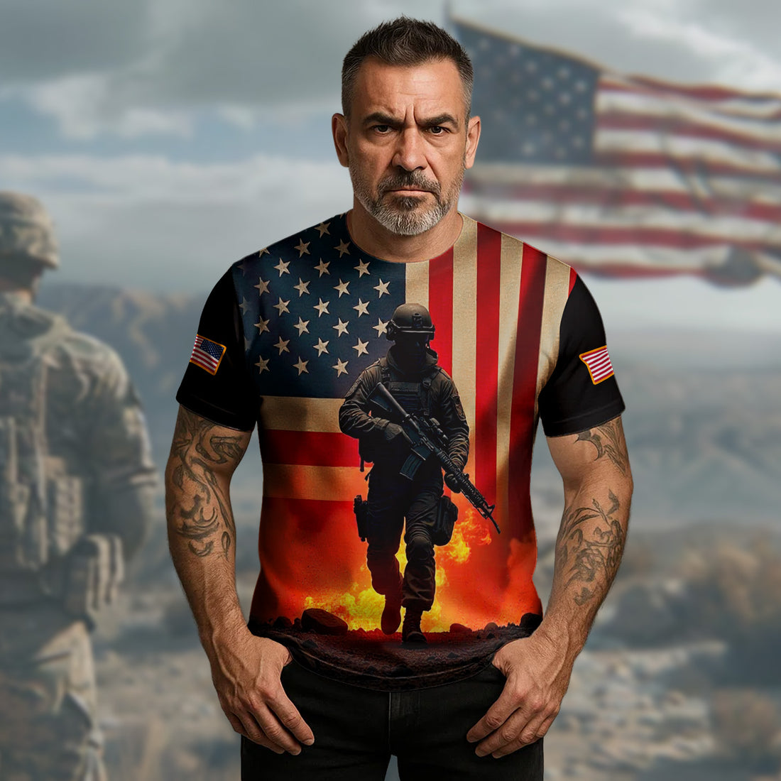 I Clawed My Way Out of Hell Veteran Forged in Battle and Unbroken in Spirit All-over Print T-Shirt