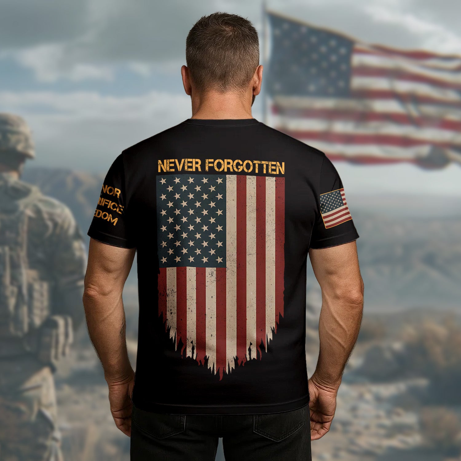 Remember the Fallen Honor the Sacrifice Freedom Came at a Price All-over Print T-Shirt