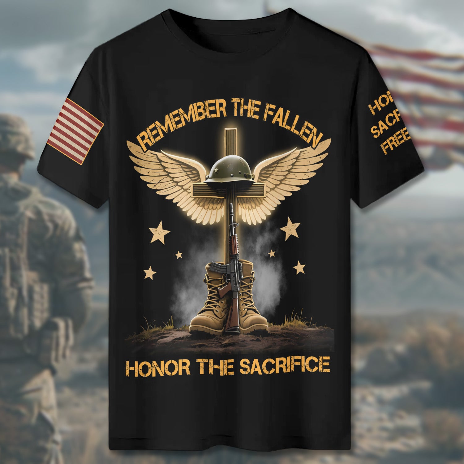 Remember the Fallen Honor the Sacrifice Freedom Came at a Price All-over Print T-Shirt