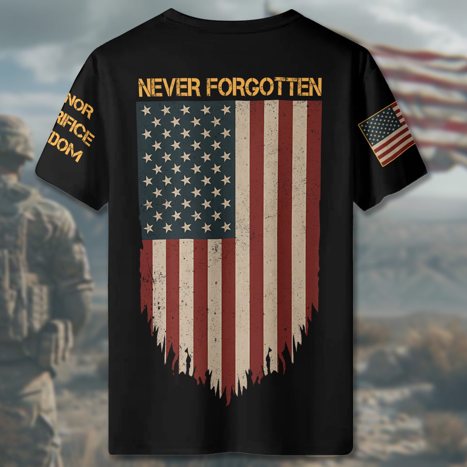 Remember the Fallen Honor the Sacrifice Freedom Came at a Price All-over Print T-Shirt