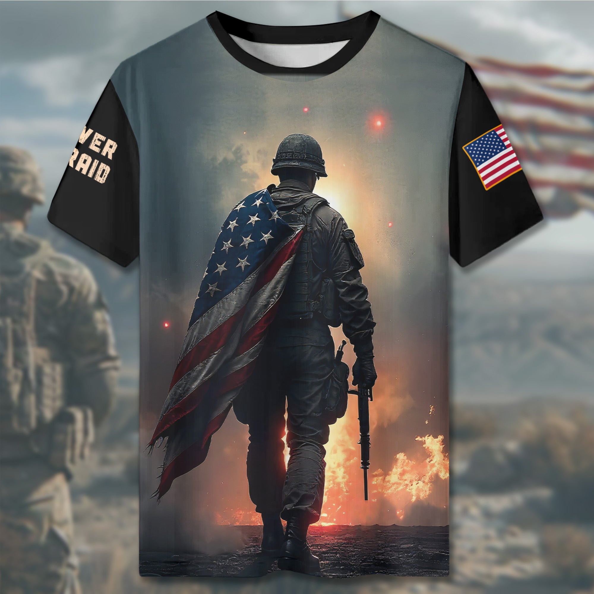 Never Afraid to Die for My Country Brave Patriot Willing to Sacrifice All for Freedom All-over Print T-Shirt