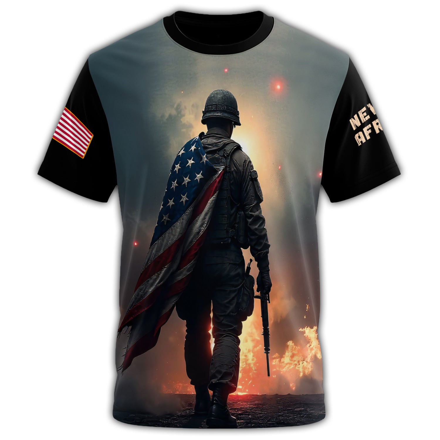 Never Afraid to Die for My Country Brave Patriot All-over Print T-Shirt Secondary image
