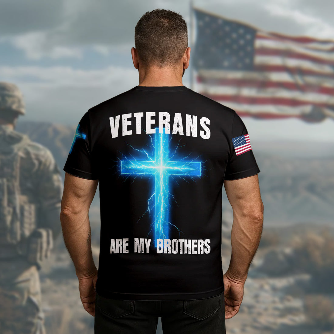 I Took a DNA Test God Is My Father Veterans Are My Brothers Bound by Faith and Service All-over Print T-Shirt