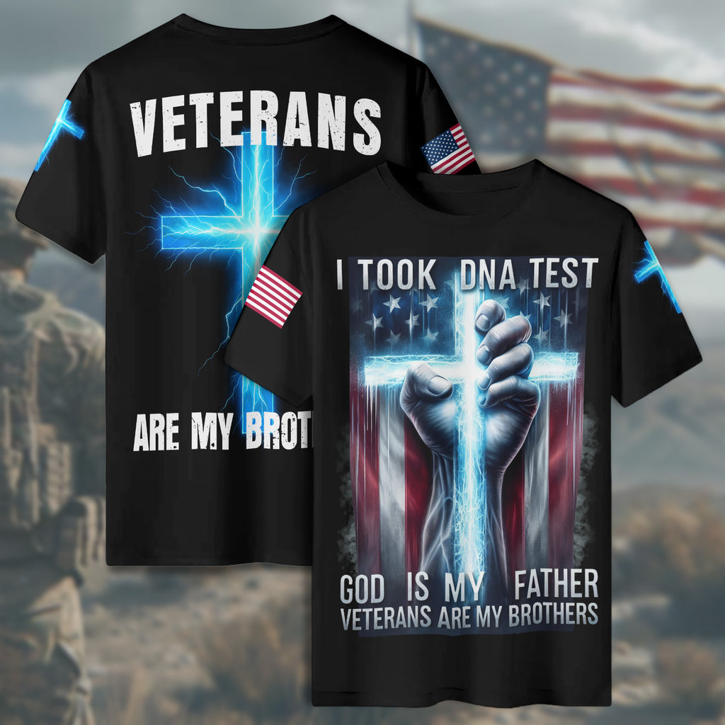I Took a DNA Test God Is My Father Veterans Are My Brothers All-over Print T-Shirt