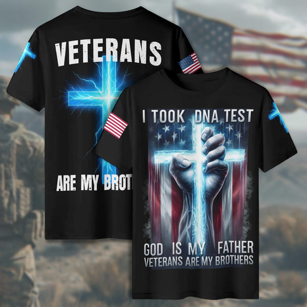 I Took a DNA Test God Is My Father Veterans Are My Brothers All-over Print T-Shirt