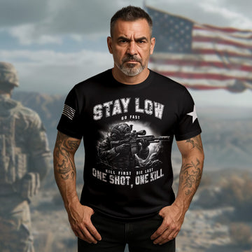 Stay Low Go Fast Kill First Die Last One Shot One Kill No Luck All Skill All-over Print T-Shirt
