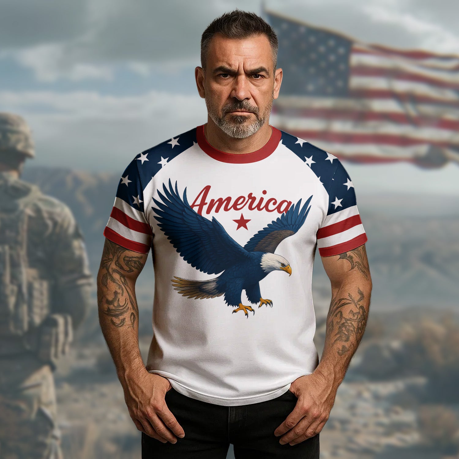 America Freedom Isn’t Free Sacrifice and Service Built This Land of Liberty All-over Print T-Shirt
