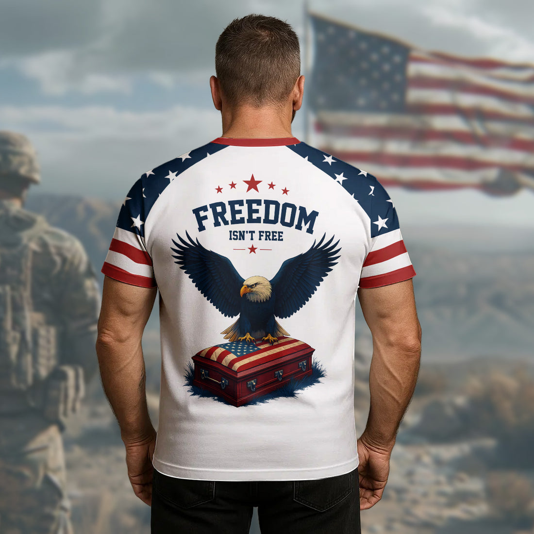 America Freedom Isn’t Free Sacrifice and Service Built This Land of Liberty All-over Print T-Shirt