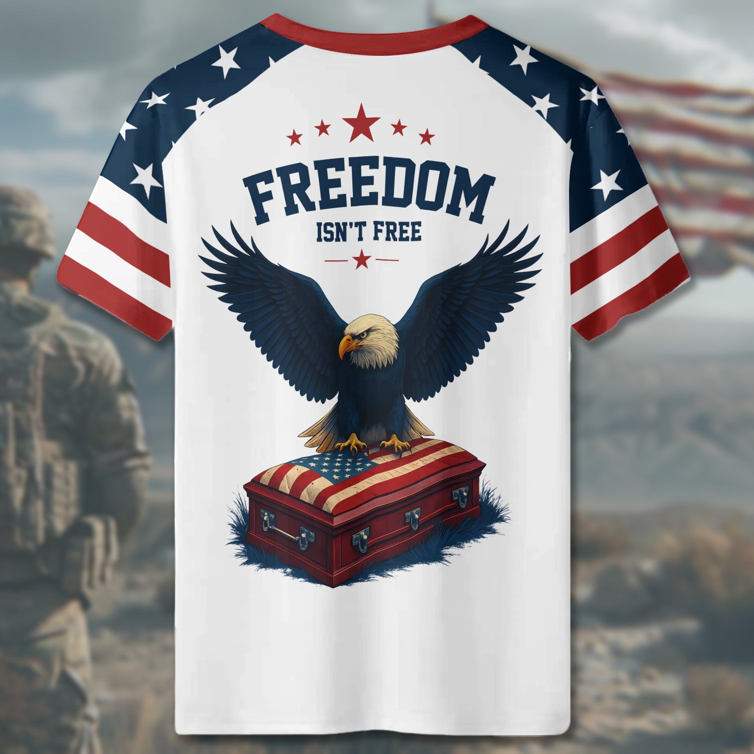 America Freedom Isn’t Free Sacrifice and Service Built This Land of Liberty All-over Print T-Shirt