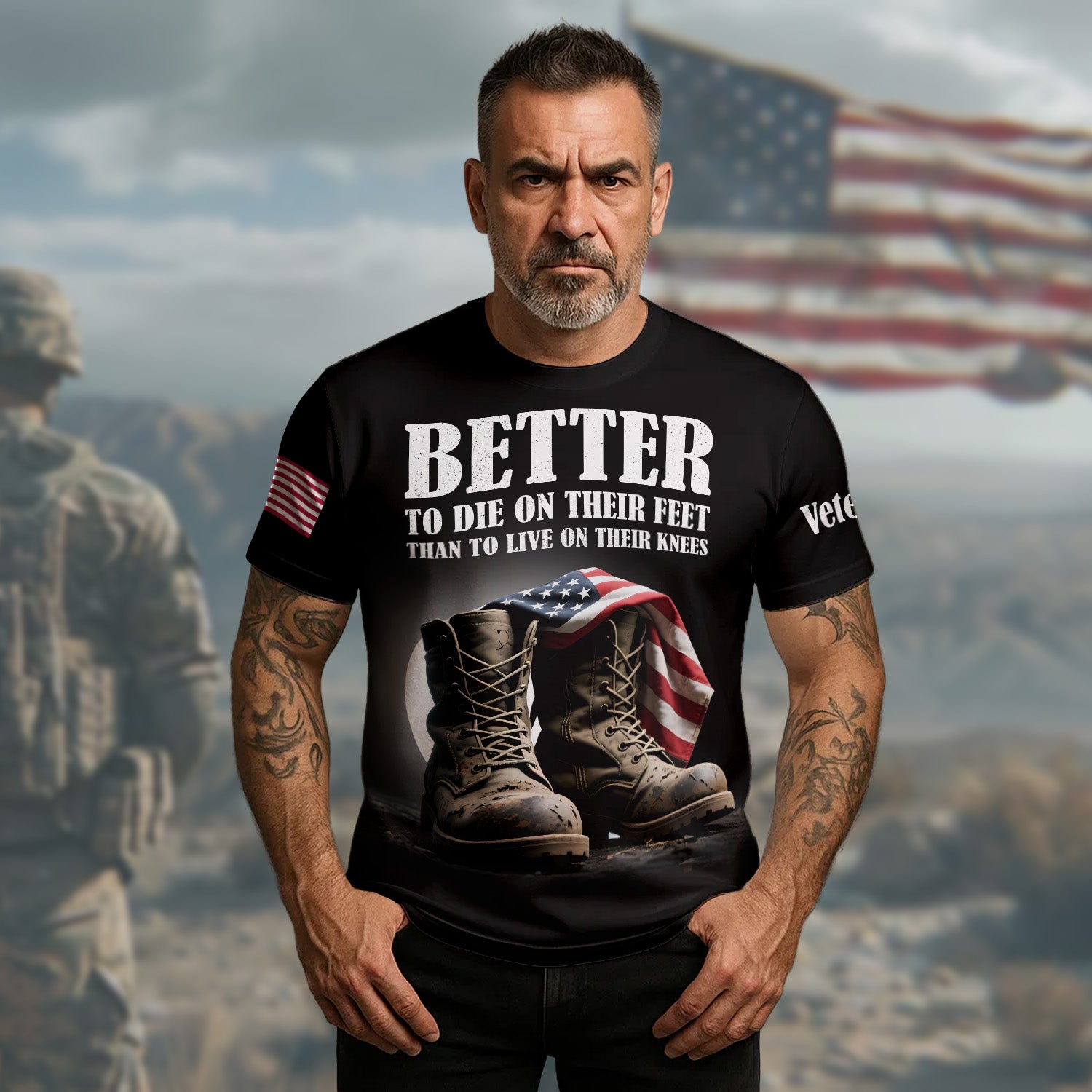 Better to Die on Their Feet Than to Live on Their Knees Standing Strong for Freedom All-over Print T-Shirt