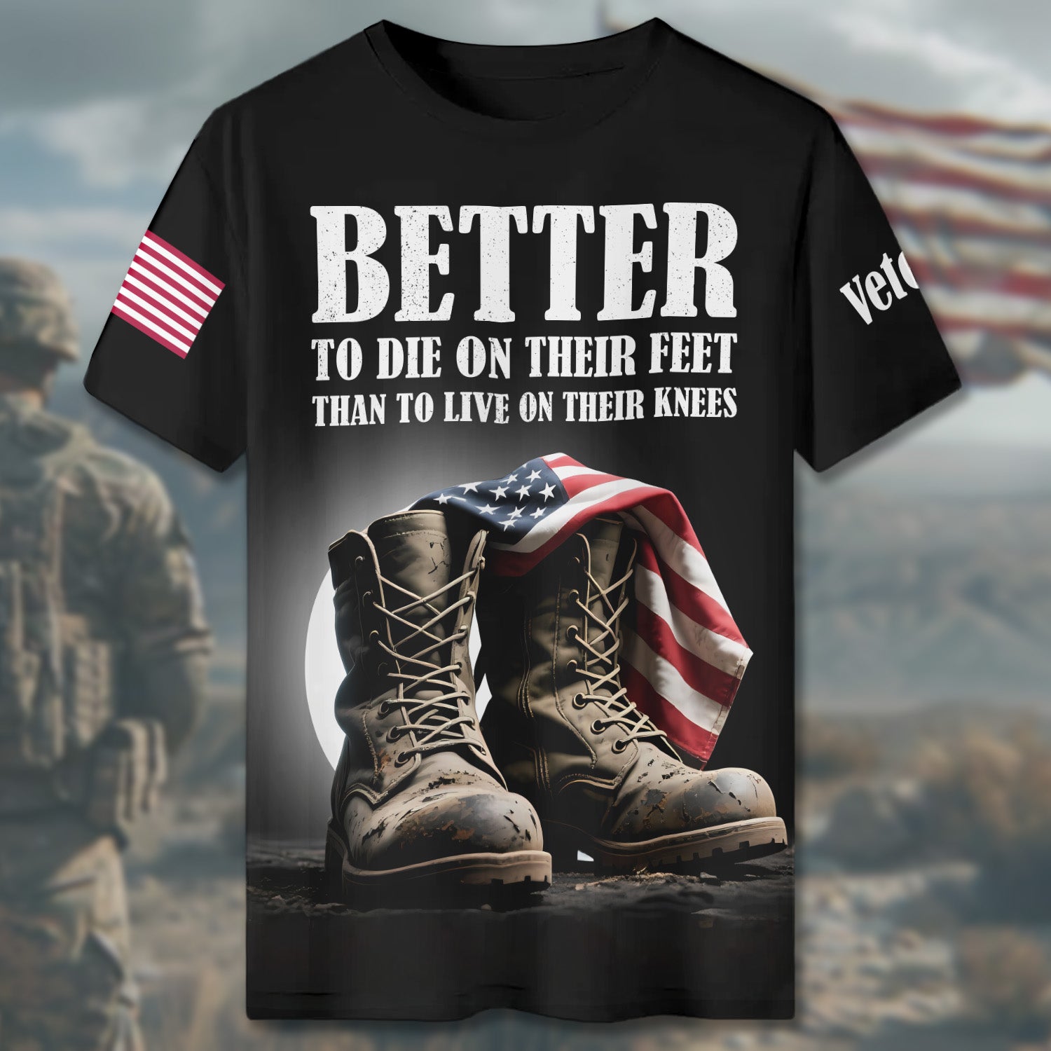 Better to Die on Their Feet Than to Live on Their Knees Standing Strong for Freedom All-over Print T-Shirt
