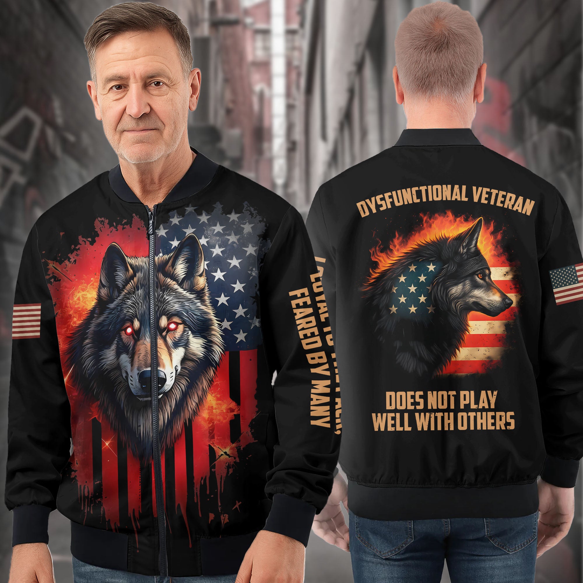 Dysfunctional Veteran All-over Print Bomber Jacket