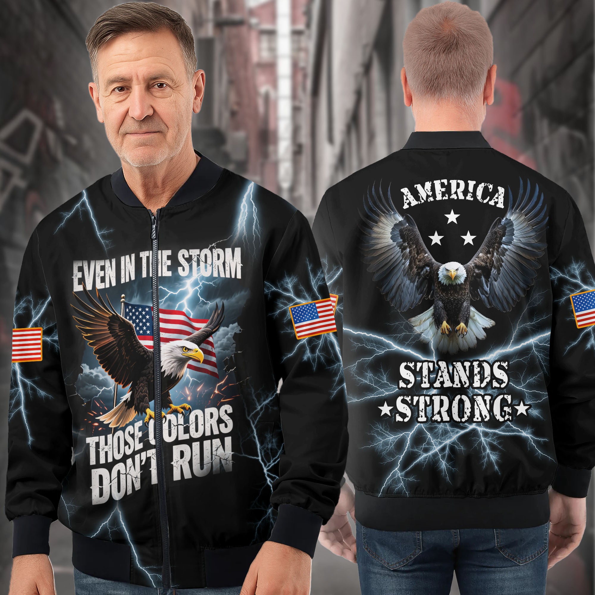 U.S. Veteran Pride All-over Print Bomber Jacket