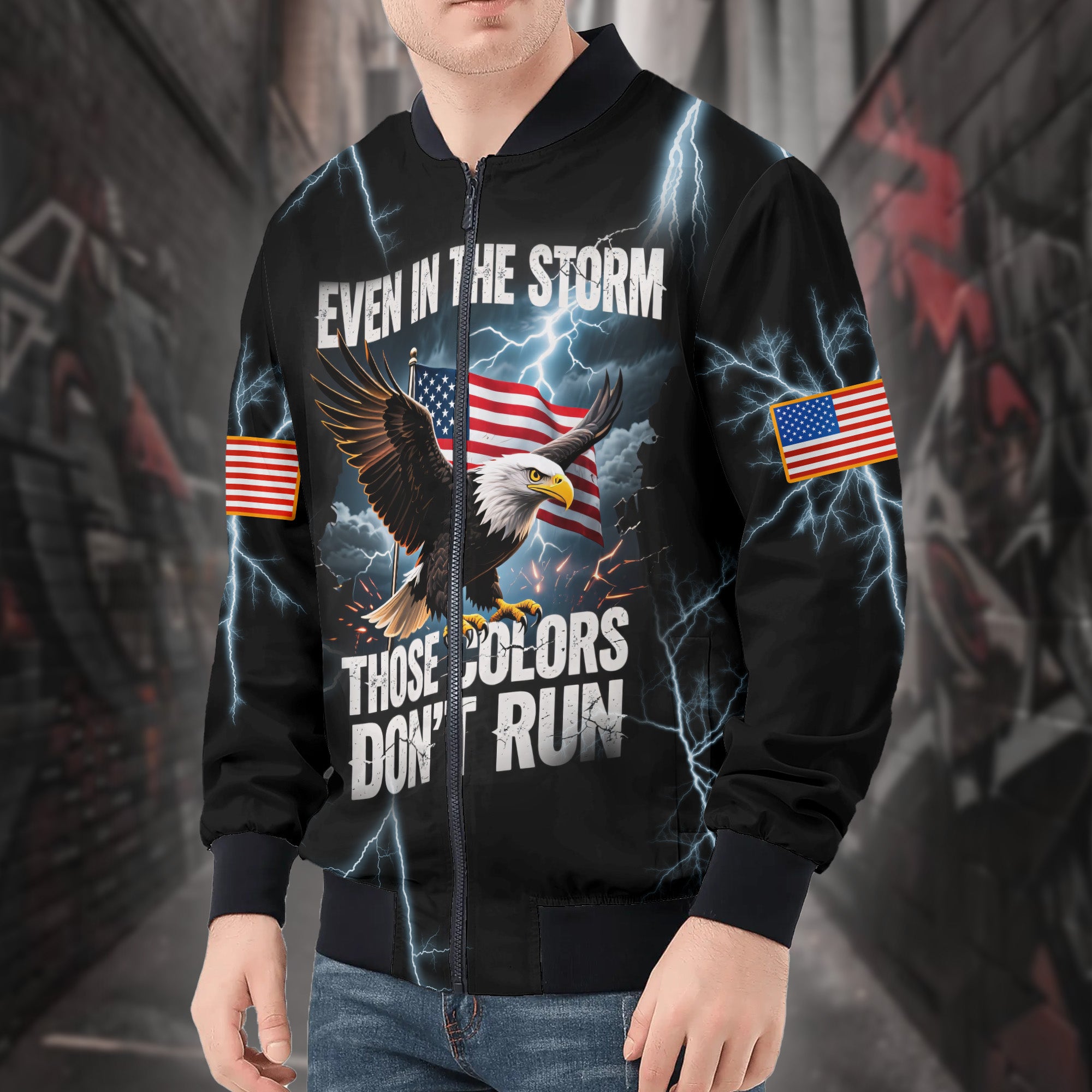 U.S. Veteran Pride All-over Print Bomber Jacket
