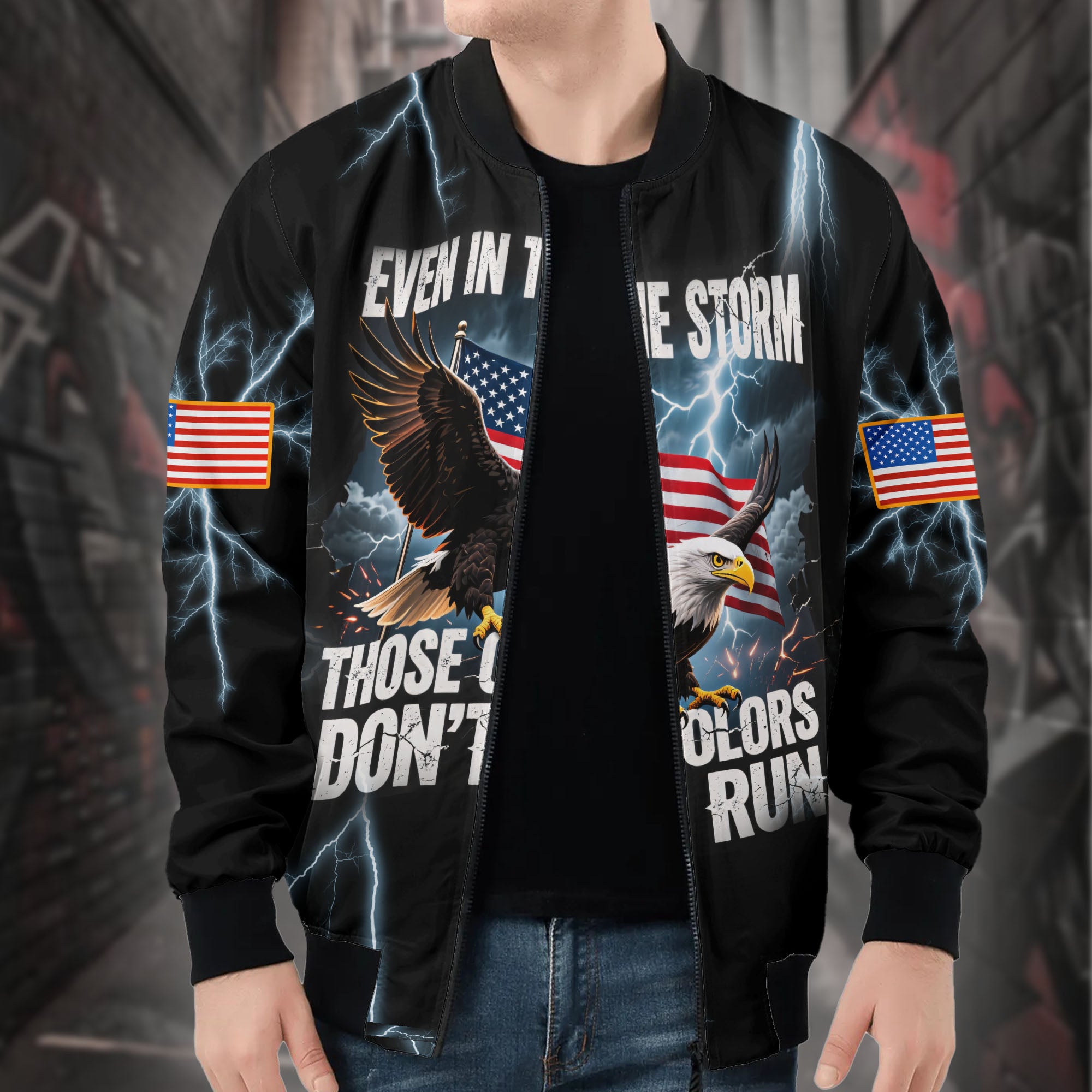 U.S. Veteran Pride All-over Print Bomber Jacket