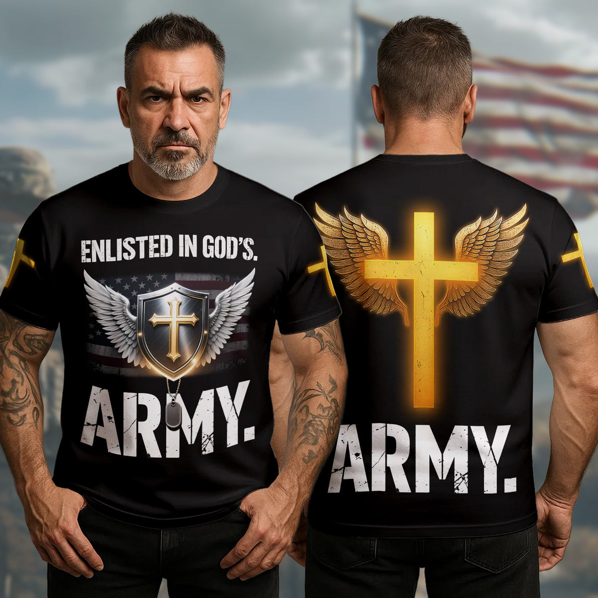 Enlisted in God’s Army All-over Print T-Shirt Main image