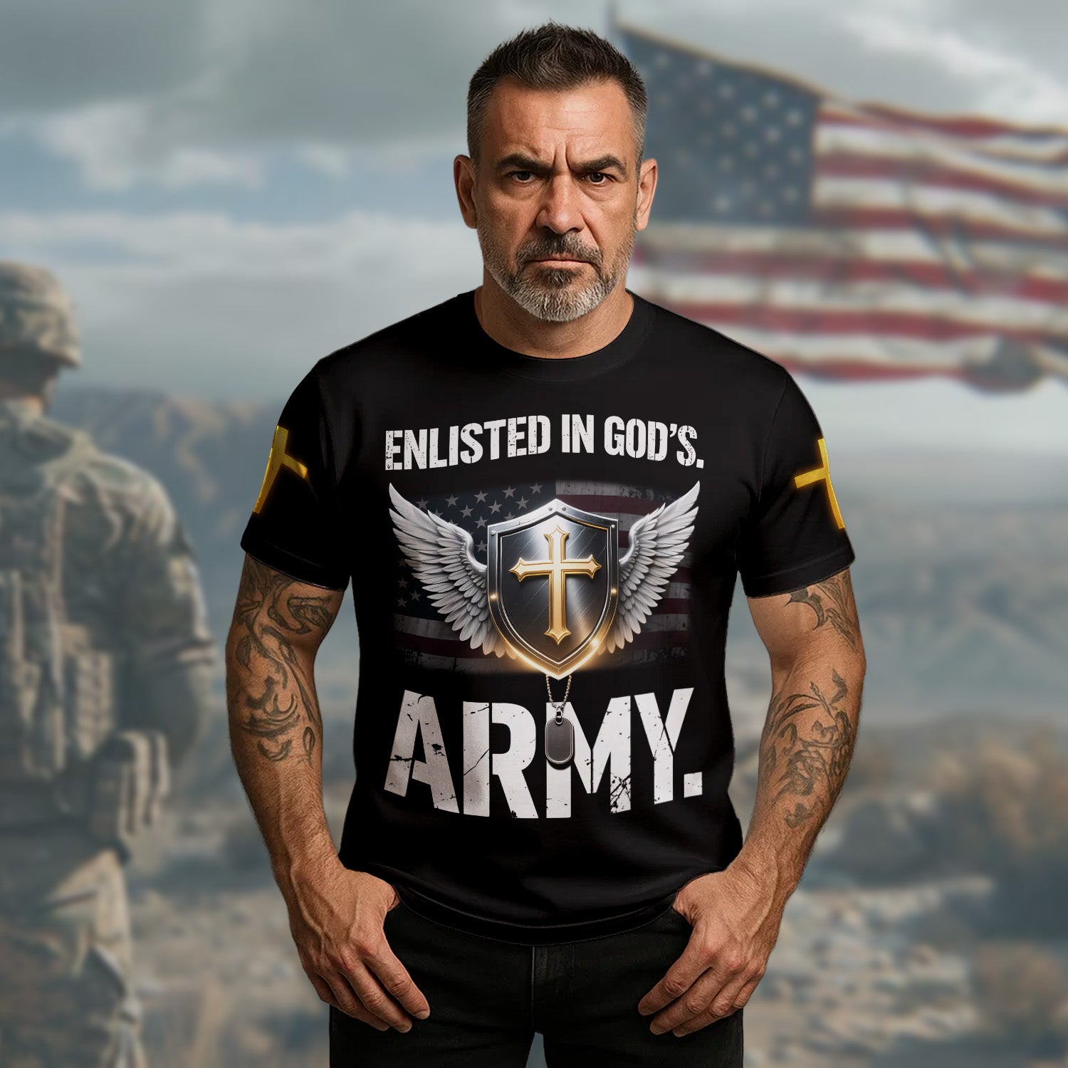 Enlisted in God’s Army All-over Print T-Shirt Secondary image