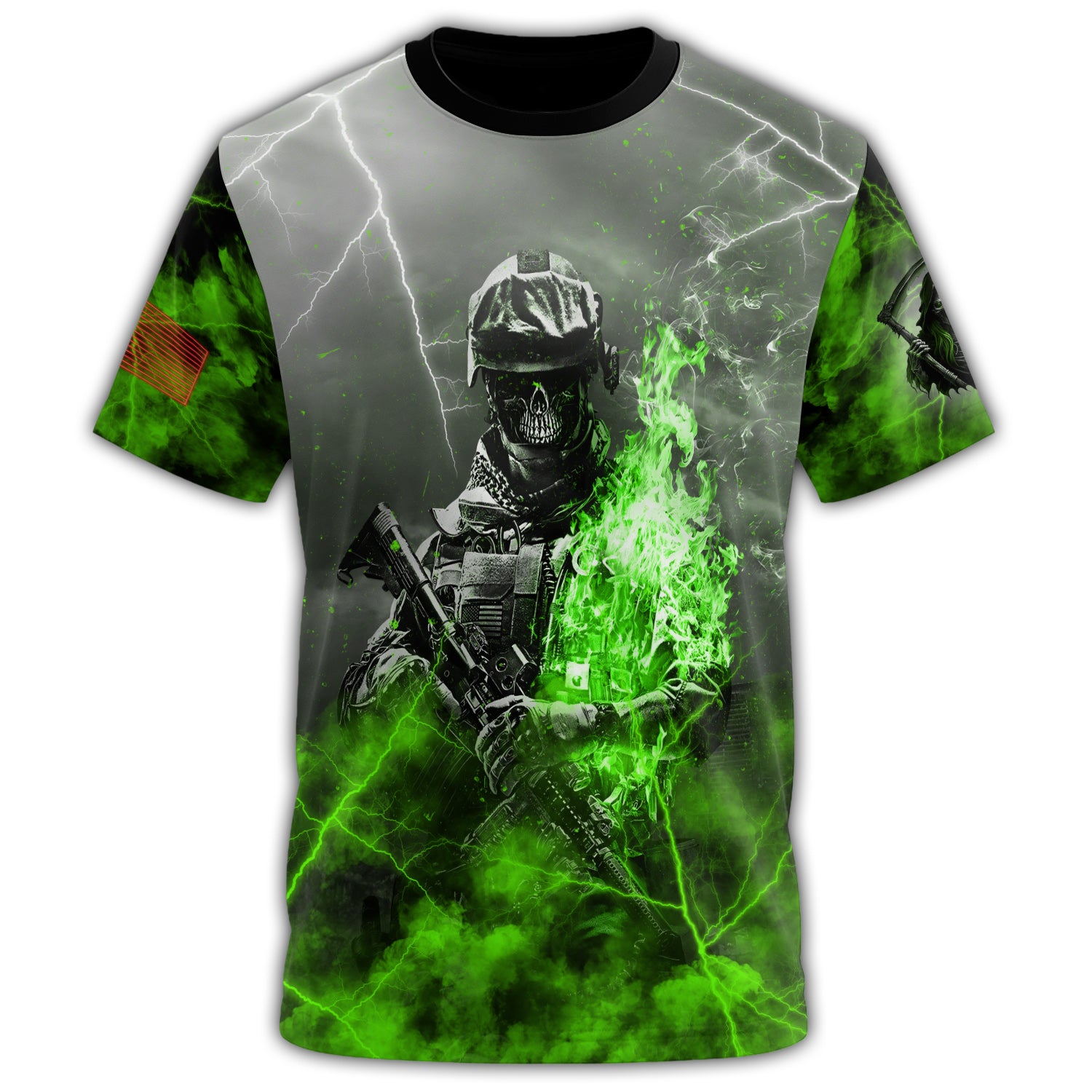 As I Walk Through the Valley I Fear No Evil For I Am the Baddest Veteran in the Valley All-over Print T-Shirt Secondary image