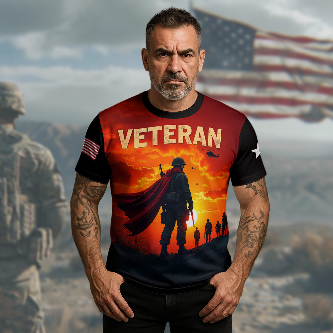 Veteran Life Is Never Completely Without Its Challenge Strength Gained Through Service and Sacrifice All-over Print T-Shirt