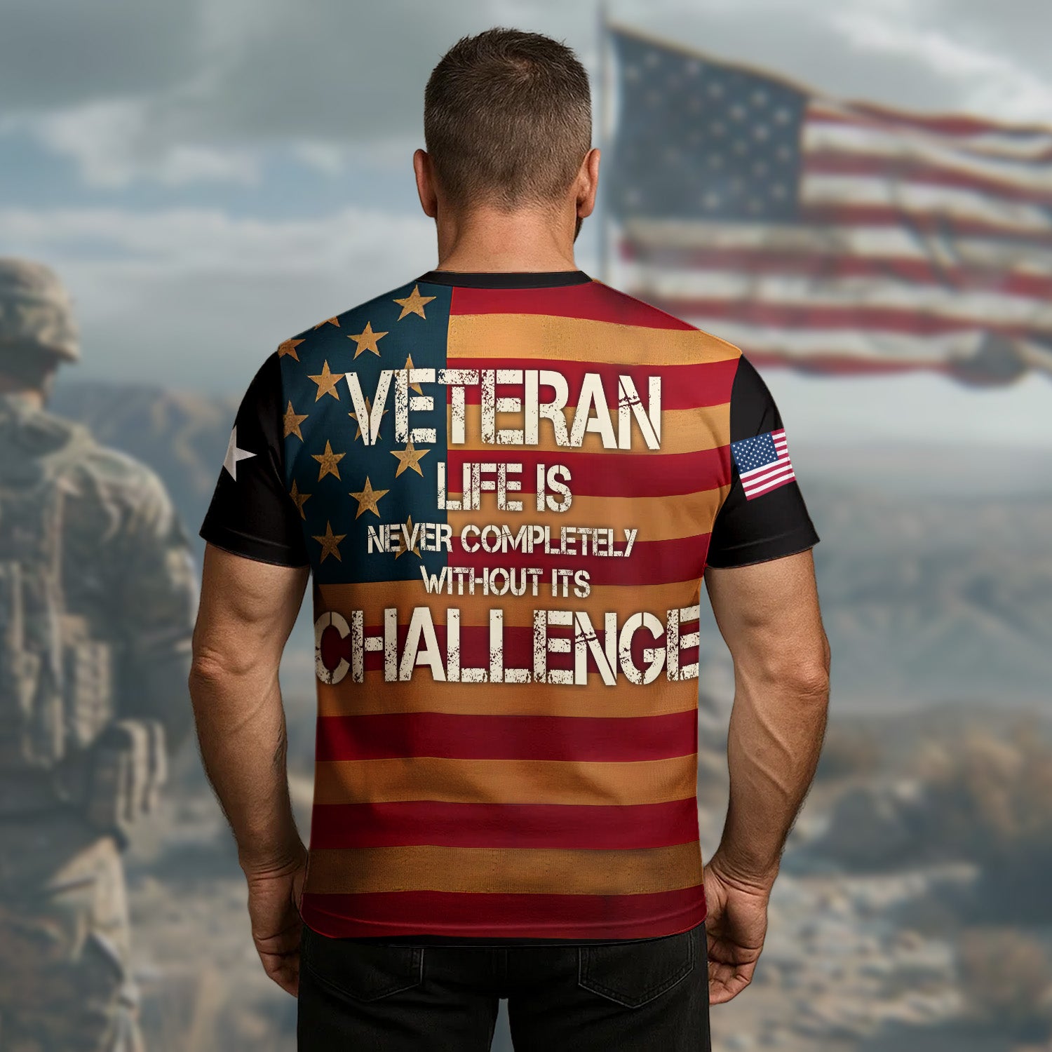 Veteran Life Is Never Completely Without Its Challenge Strength Gained Through Service and Sacrifice All-over Print T-Shirt