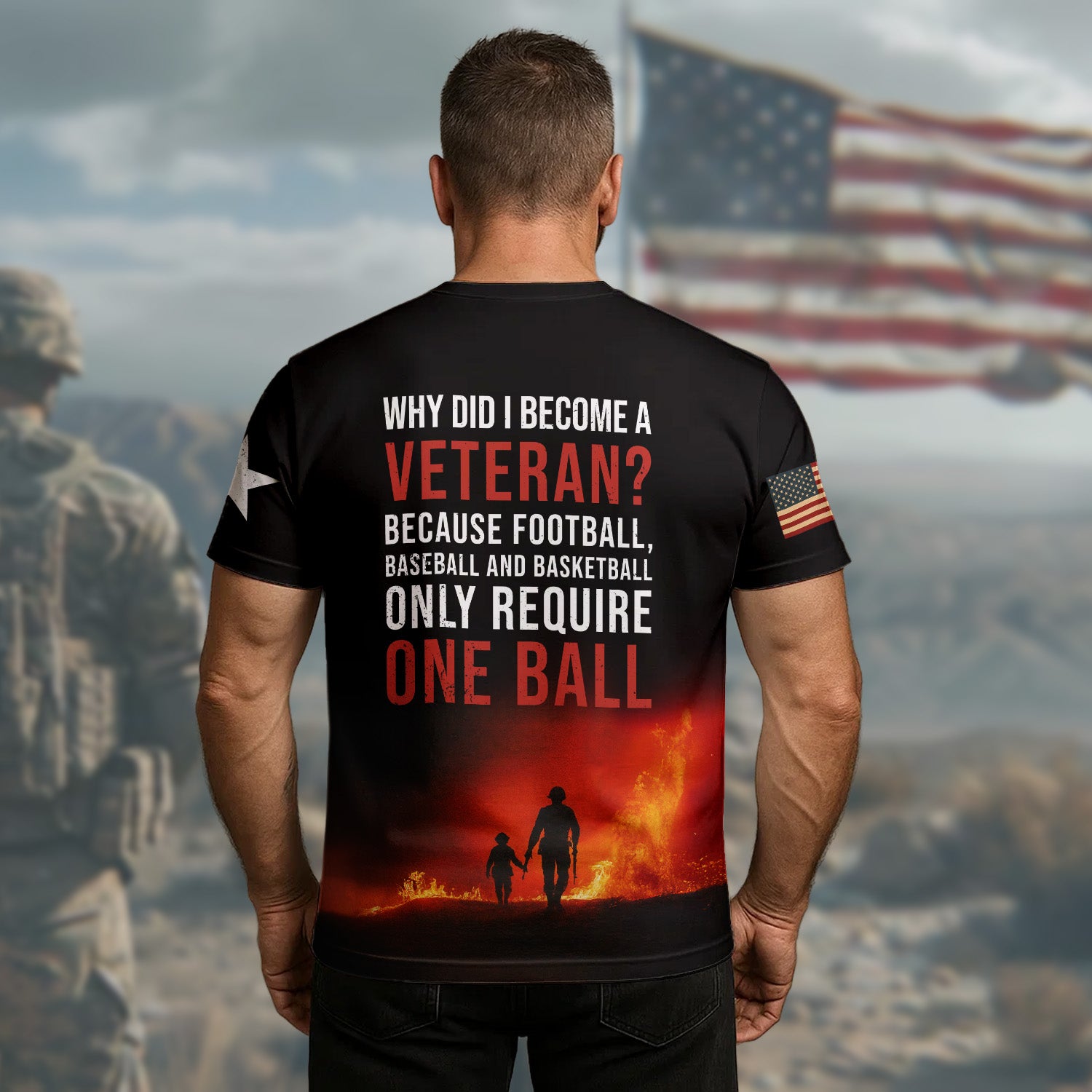 Why Did I Become a Veteran Because Football Baseball and Basketball Only Require One Ball All-over Print T-Shirt
