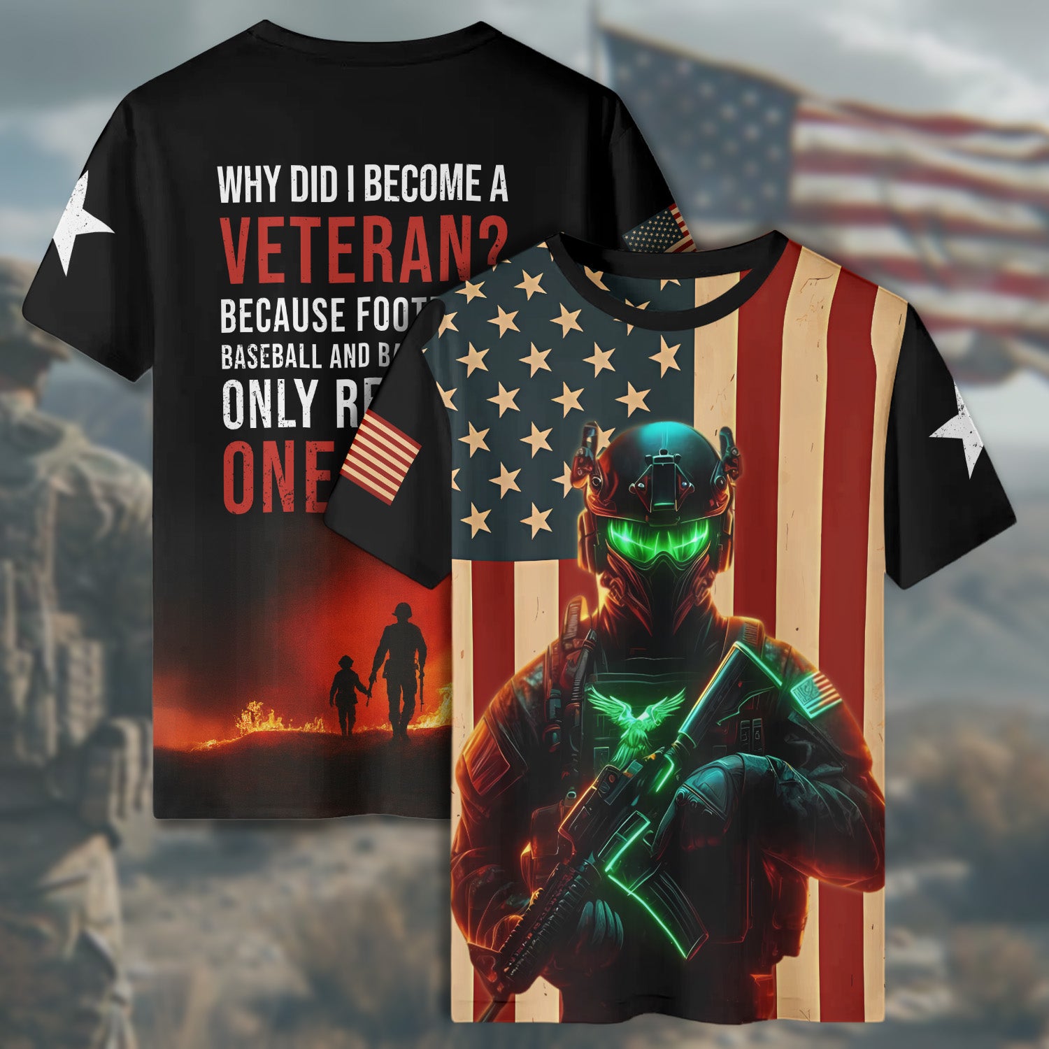 Why Did I Become a Veteran Because Football Baseball and Basketball Only Require One Ball All-over Print T-Shirt