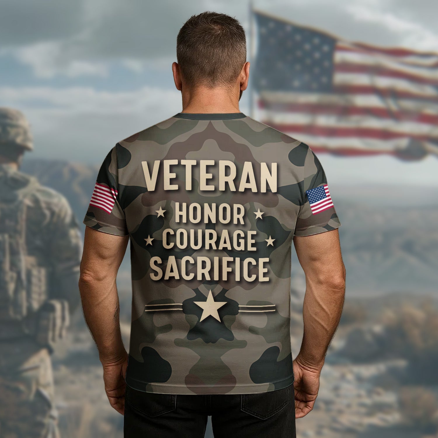 I Am a Veteran Like My Father Carrying the Legacy of Service Honor and American Pride All-over Print T-Shirt