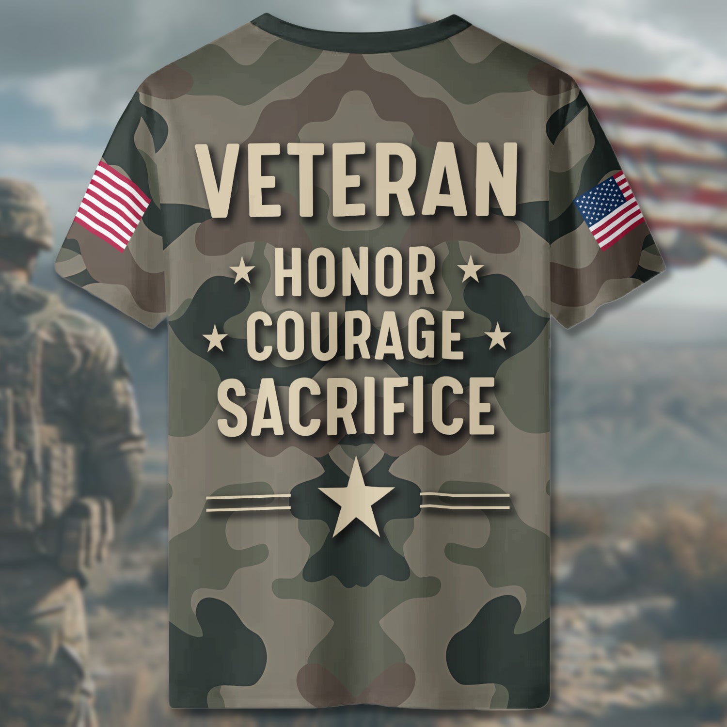 I Am a Veteran Like My Father Carrying the Legacy of Service Honor and American Pride All-over Print T-Shirt