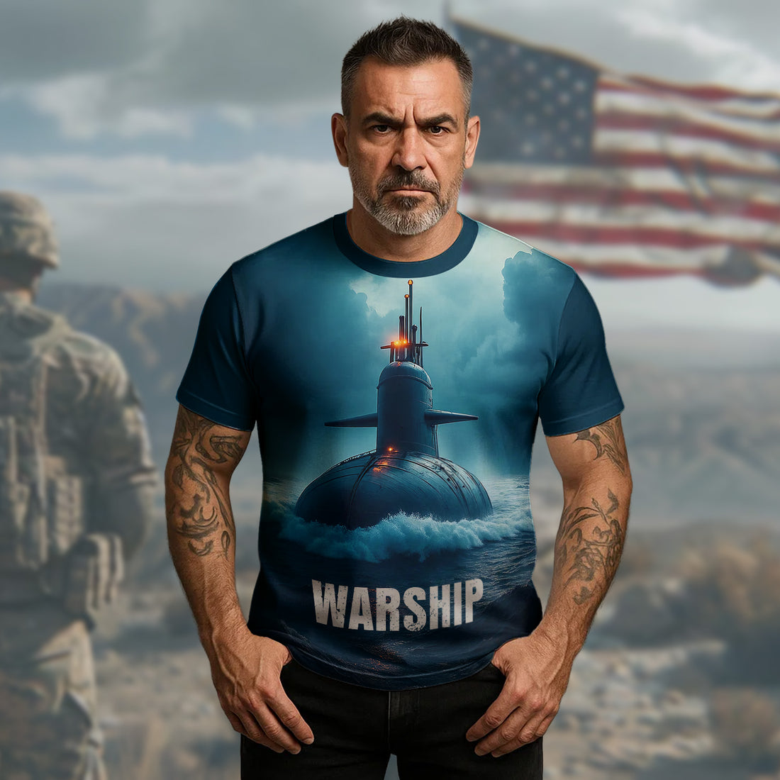 Warship Navy Strength Unmatched Power at Sea Defending Freedom with Pride and Precision All-over Print T-Shirt