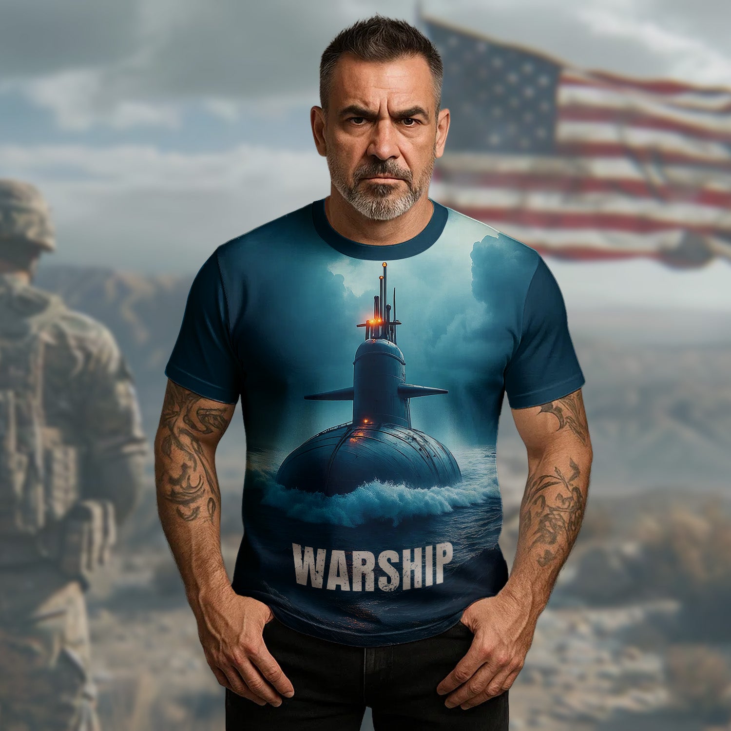Warship Navy Strength Unmatched Power at Sea Defending Freedom with Pride and Precision All-over Print T-Shirt