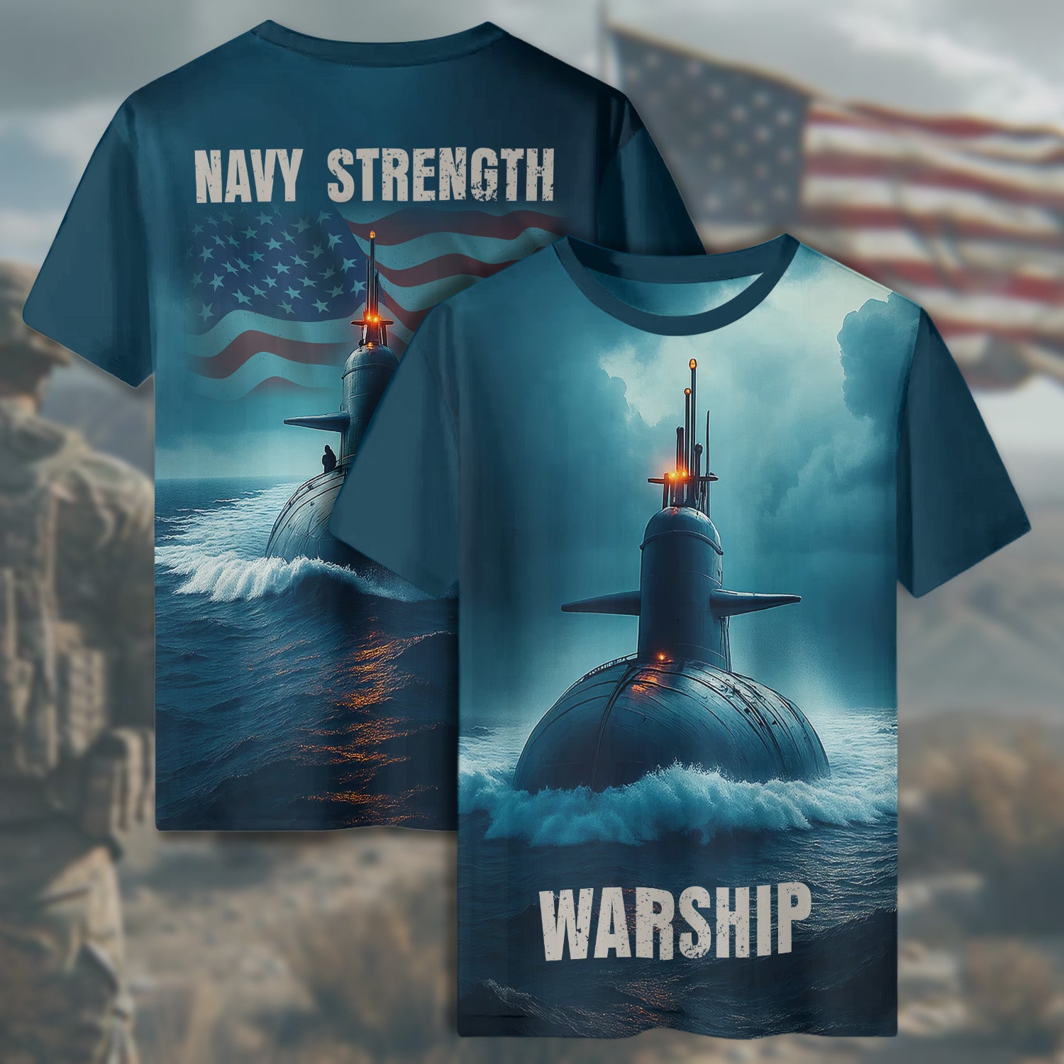 Warship Navy Strength Unmatched Power at Sea Defending Freedom with Pride and Precision All-over Print T-Shirt