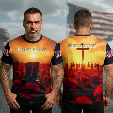 Honor the Fallen Remember Their Sacrifice Proud Tribute to Those Who Gave All for Freedom All-over Print T-Shirt