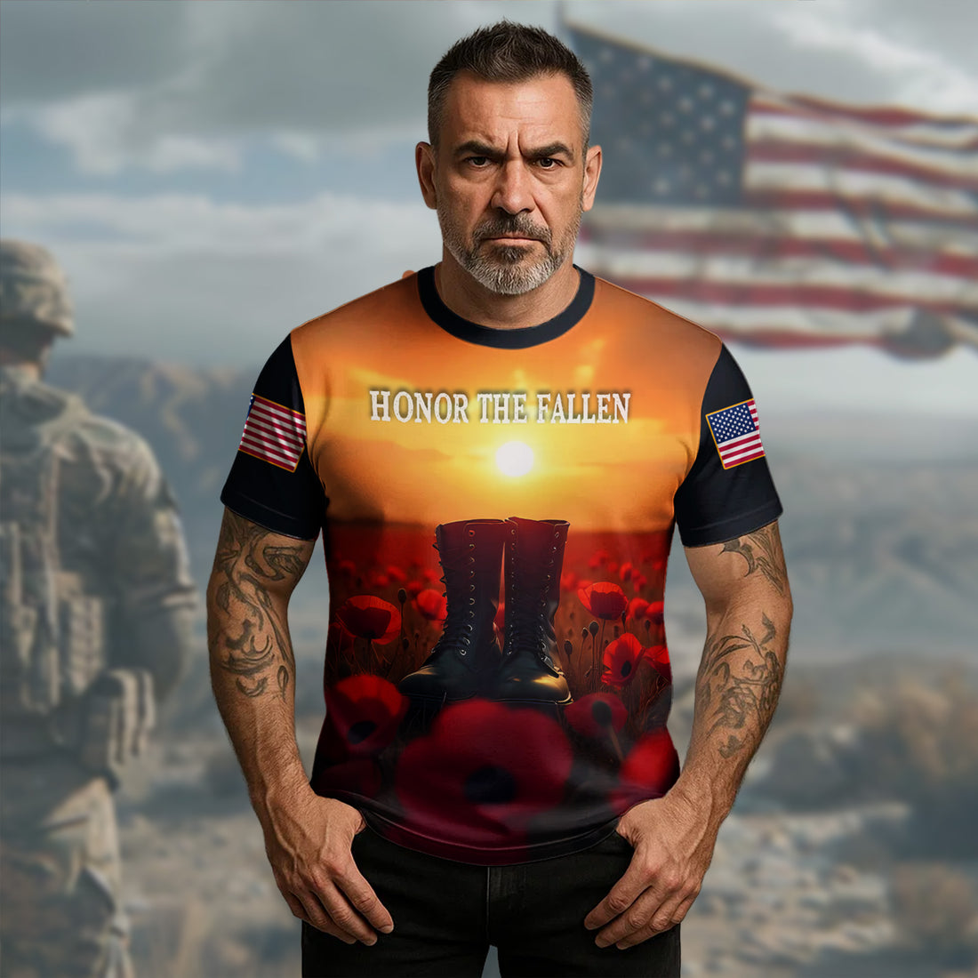 Honor the Fallen Remember Their Sacrifice Proud Tribute to Those Who Gave All for Freedom All-over Print T-Shirt