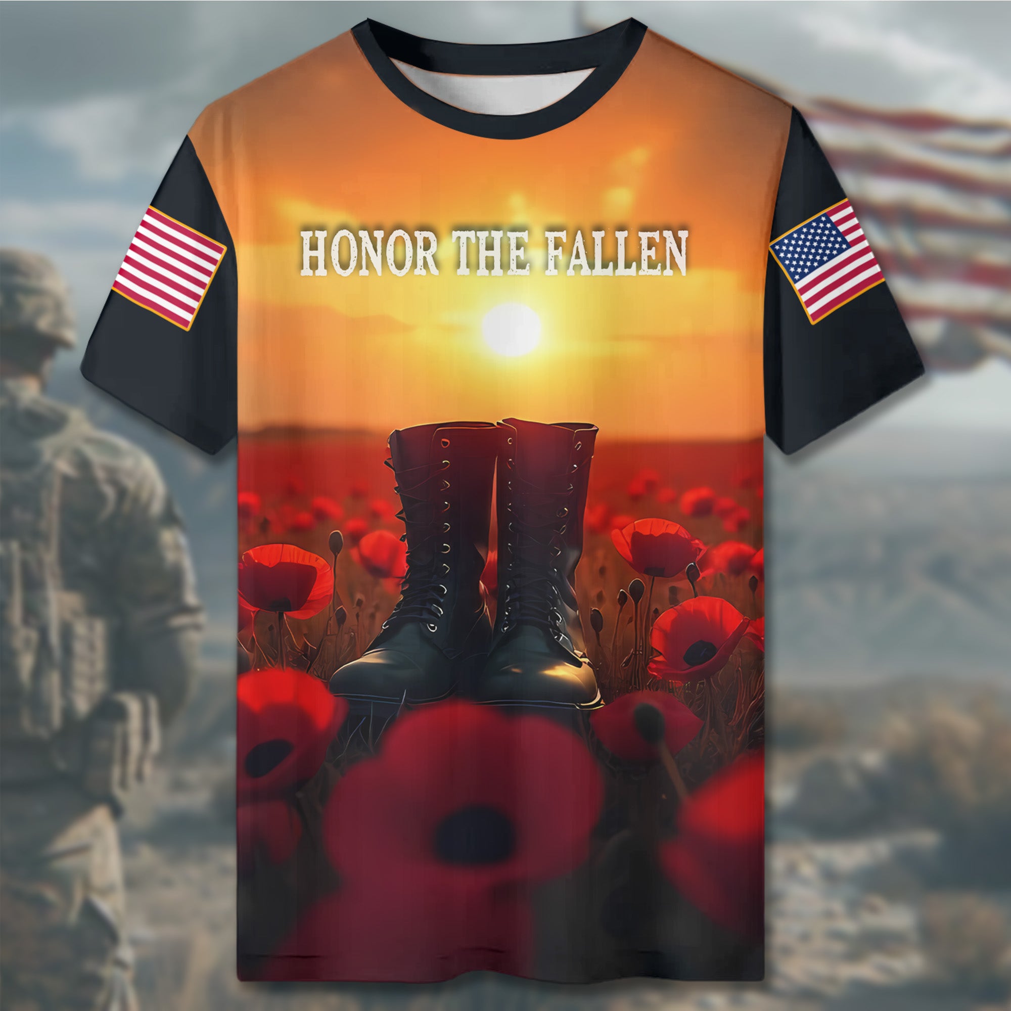 Honor the Fallen Remember Their Sacrifice Proud Tribute to Those Who Gave All for Freedom All-over Print T-Shirt